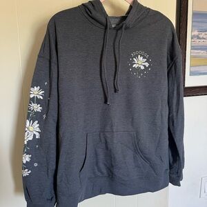 Gray Hoodie with Floral Moon Design